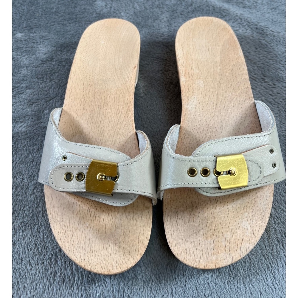 Vintage Dr Scholl's Wooden Original Exercise Sandals 7 Beige Austria